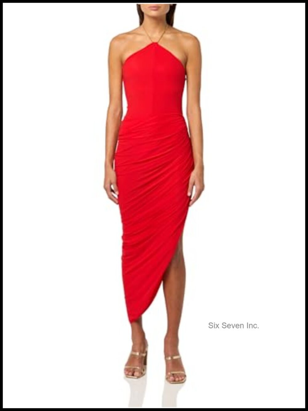 Ronny Kobo Halter Cerva Mini Dress Bodycon Jersey Pleated